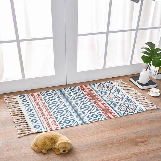 Scandinavian Style Linen Cotton Rug Handwoven Floor Mat